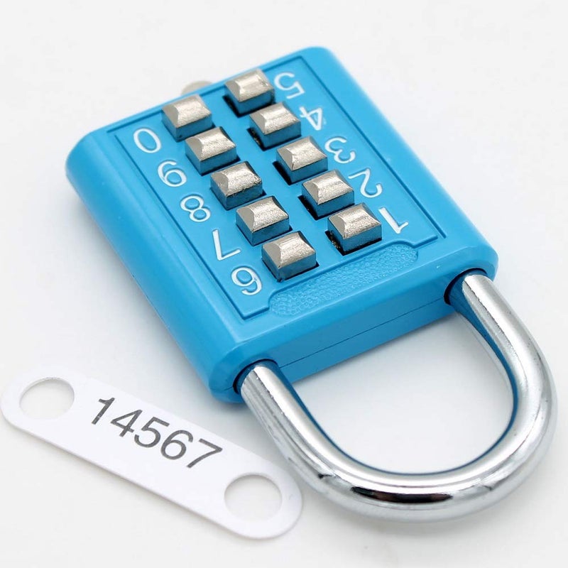TEMEILI MIONI 10 Position Button Combination Padlock, 5 Position Locking Mechanism, bluexi15:18 - Image 3